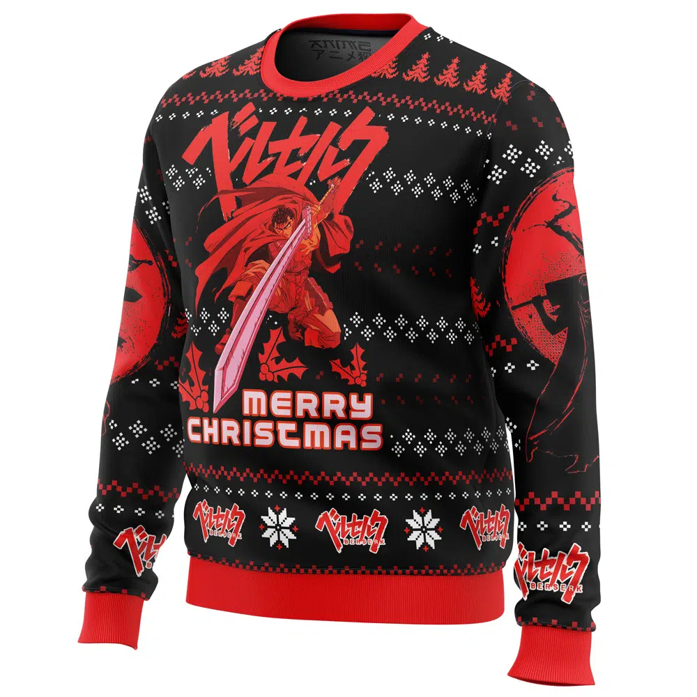 Christmas Red Guts Berzerk men sweatshirt SIDE FRONT mockup - Berserk EU Store