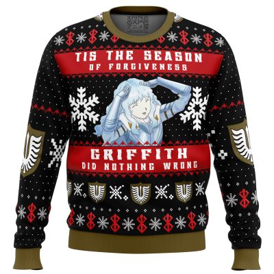 Griffith Did Nothing Wrong Berserk Ugly Christmas Sweater FRONT mockup - Berserk EU Store