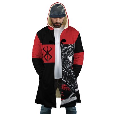 Guts Dragonslayer Berserk AOP Hooded Cloak Coat FRONT Mockup - Berserk EU Store