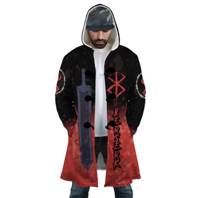 Struggler Berserk AOP Hooded Cloak Coat FRONT Mockup - Berserk EU Store