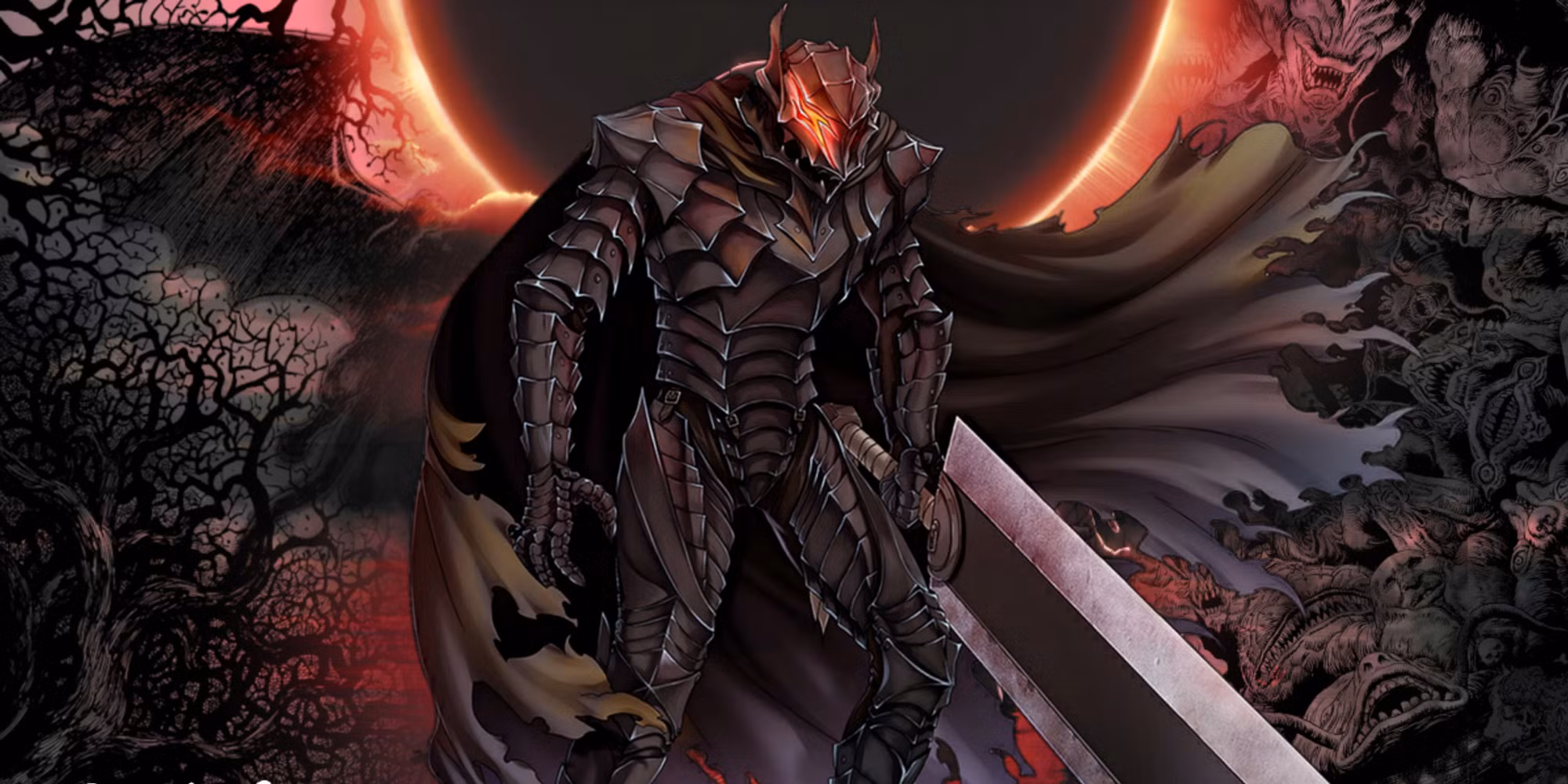 guts from berserk in his armor with the eclipse behind him - Berserk EU Store